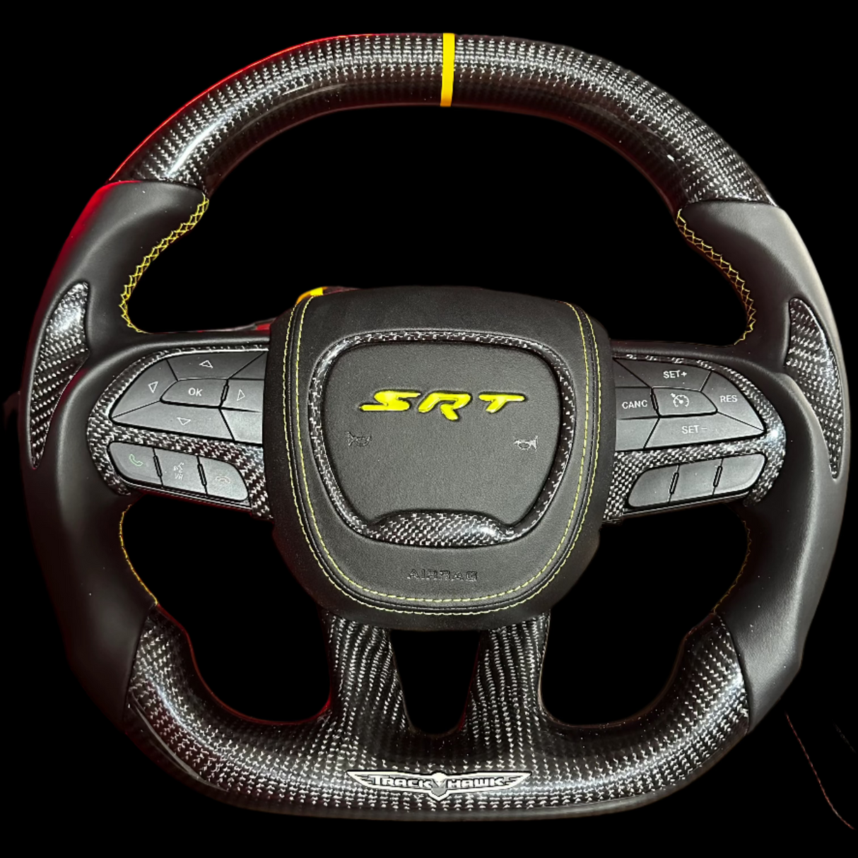 2014-2021 Jeep Trackhawk SRT Custom Carbon Fiber Steering Wheel w/ LED RPM Display - AutoLEDTech.com