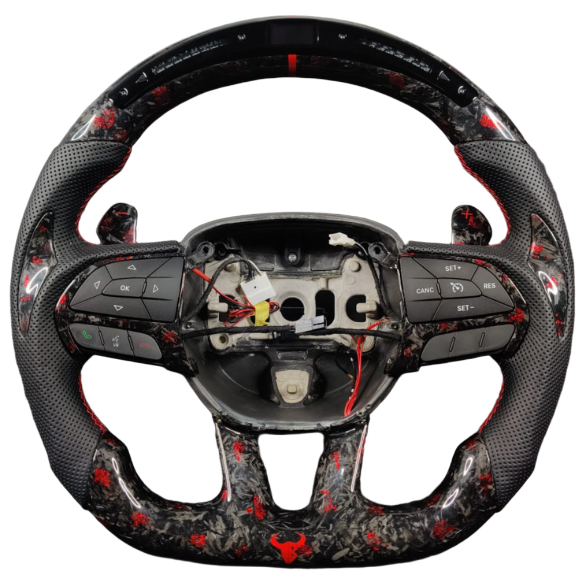 2015-2023 Dodge Charger Challenger Custom Carbon Fiber LED Steering Wheel - AutoLEDTech.com