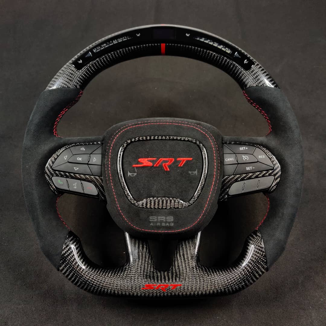 2015-2023 Dodge Charger Challenger Custom Carbon Fiber LED Steering Wheel - AutoLEDTech.com