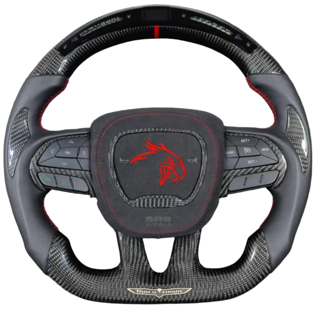 2014-2021 Jeep Trackhawk SRT Custom Carbon Fiber Steering Wheel w/ LED RPM Display - AutoLEDTech.com