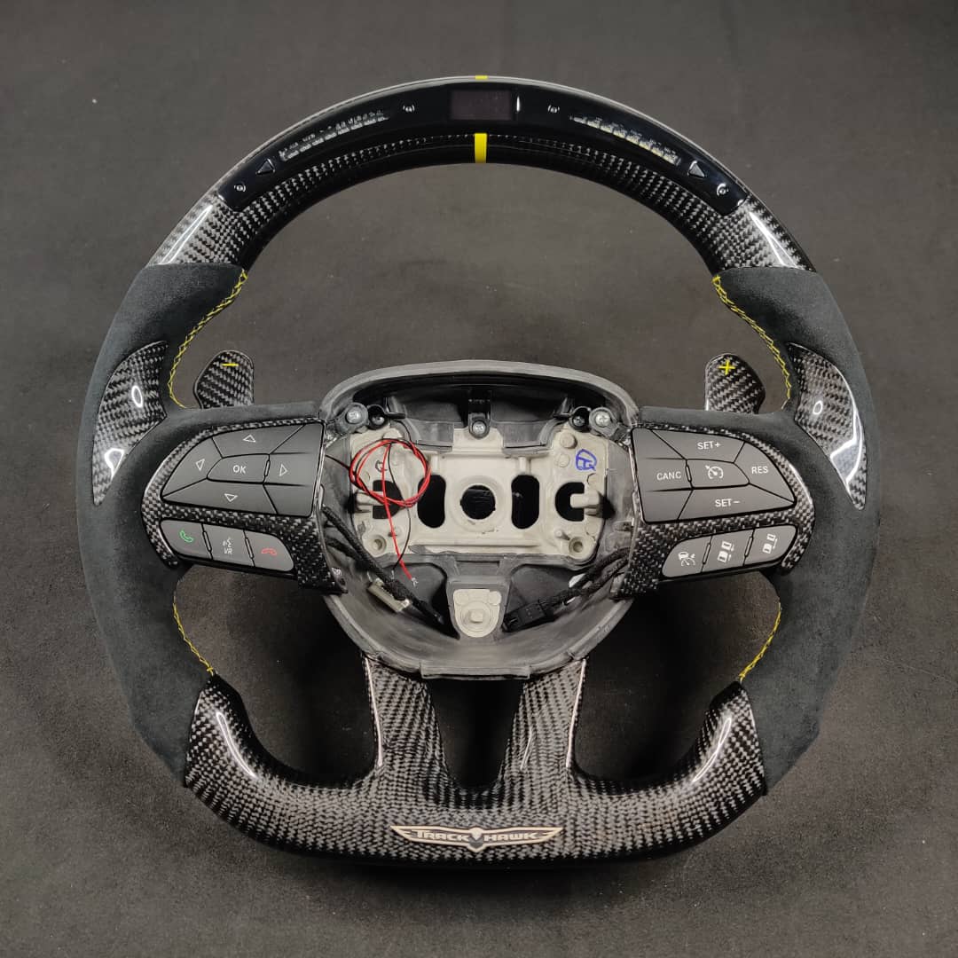 2014-2021 Jeep Trackhawk SRT Custom Carbon Fiber Steering Wheel w/ LED RPM Display - AutoLEDTech.com