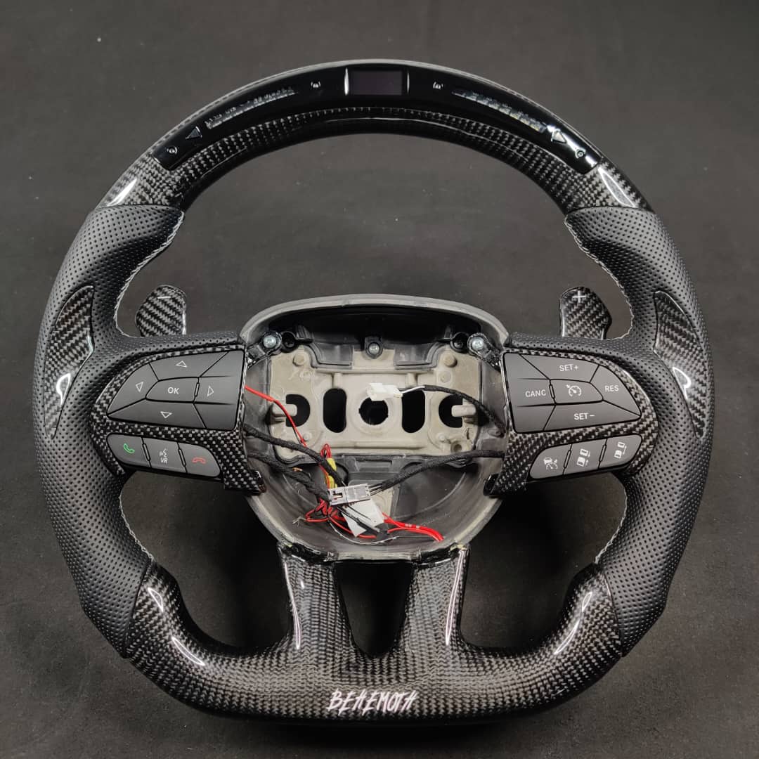 2014-2021 Jeep Trackhawk SRT Custom Carbon Fiber Steering Wheel w/ LED RPM Display - AutoLEDTech.com