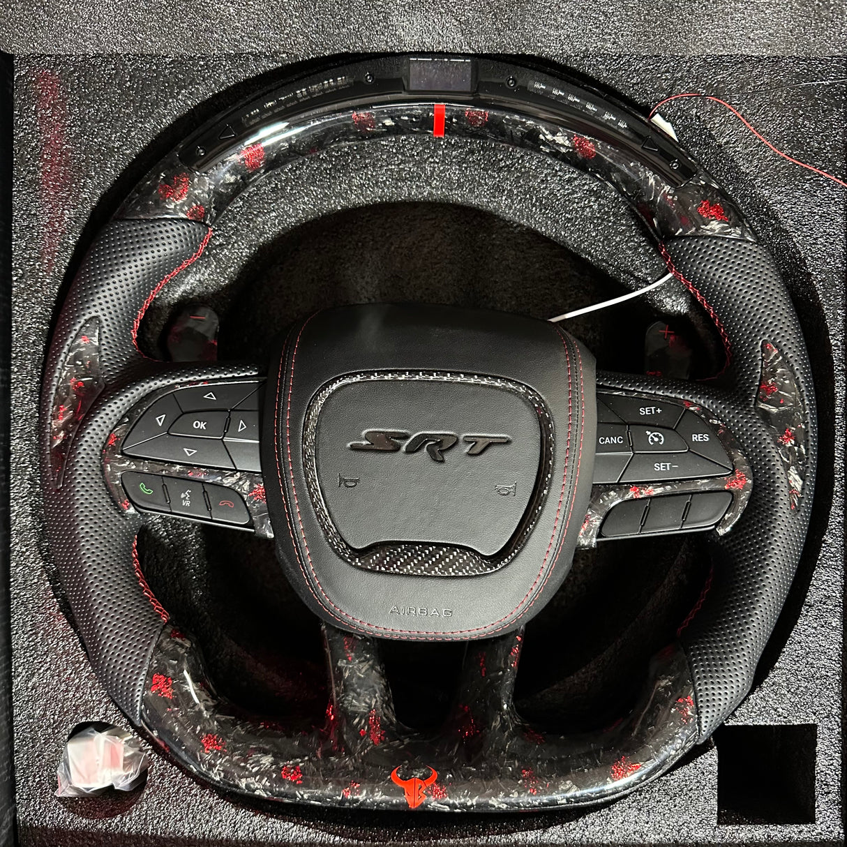 2015-2023 Dodge Charger Challenger Custom Carbon Fiber LED Steering Wheel - AutoLEDTech.com