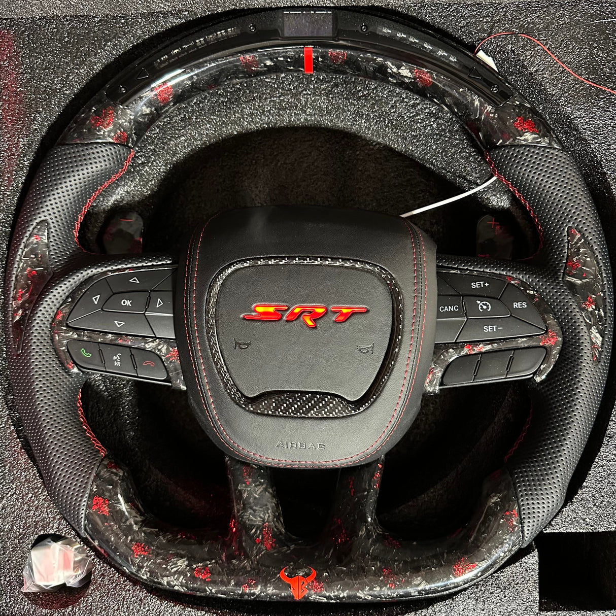 2015-2023 Dodge Charger Challenger Custom Carbon Fiber LED Steering Wheel - AutoLEDTech.com
