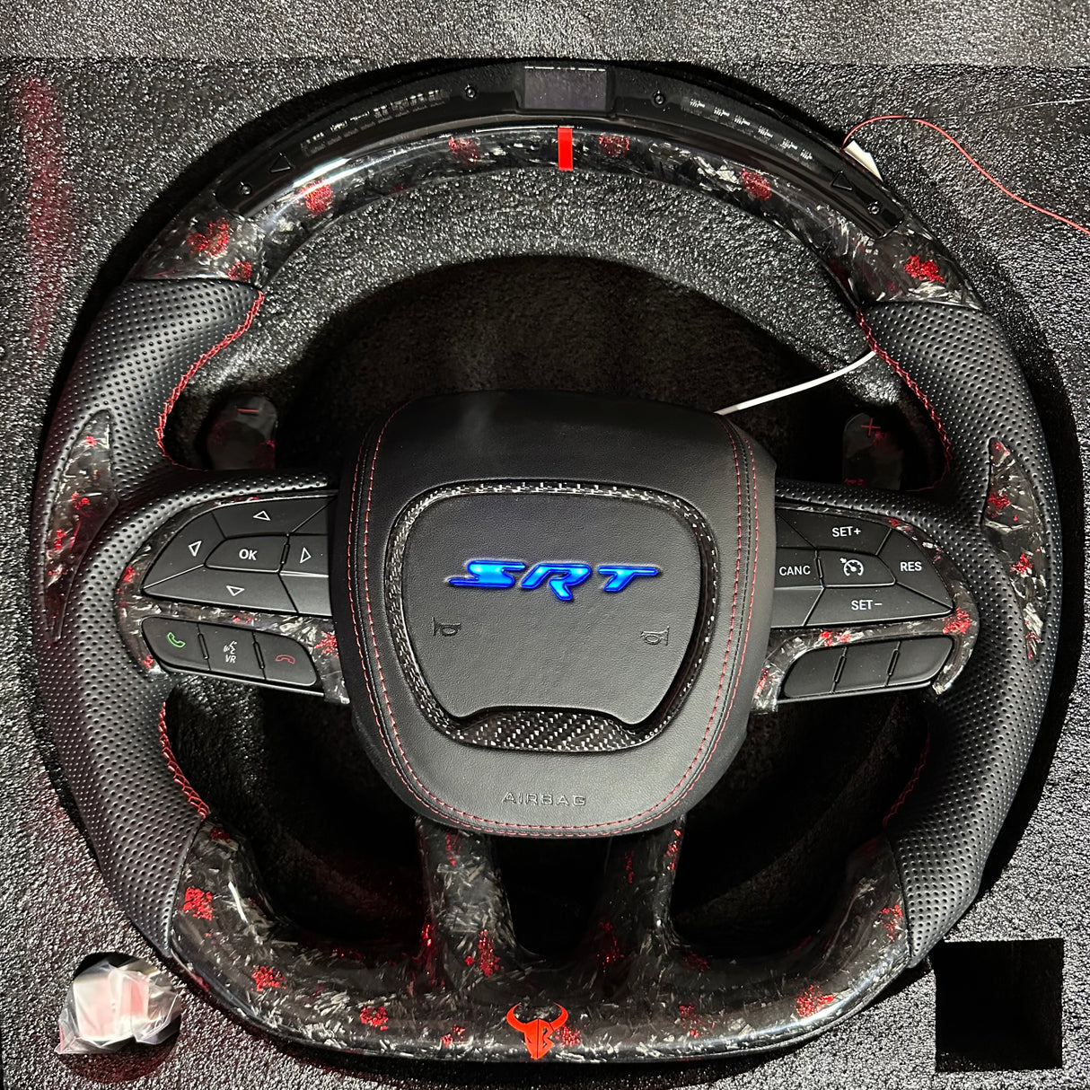 2015-2023 Dodge Charger Challenger Custom Carbon Fiber LED Steering Wheel - AutoLEDTech.com
