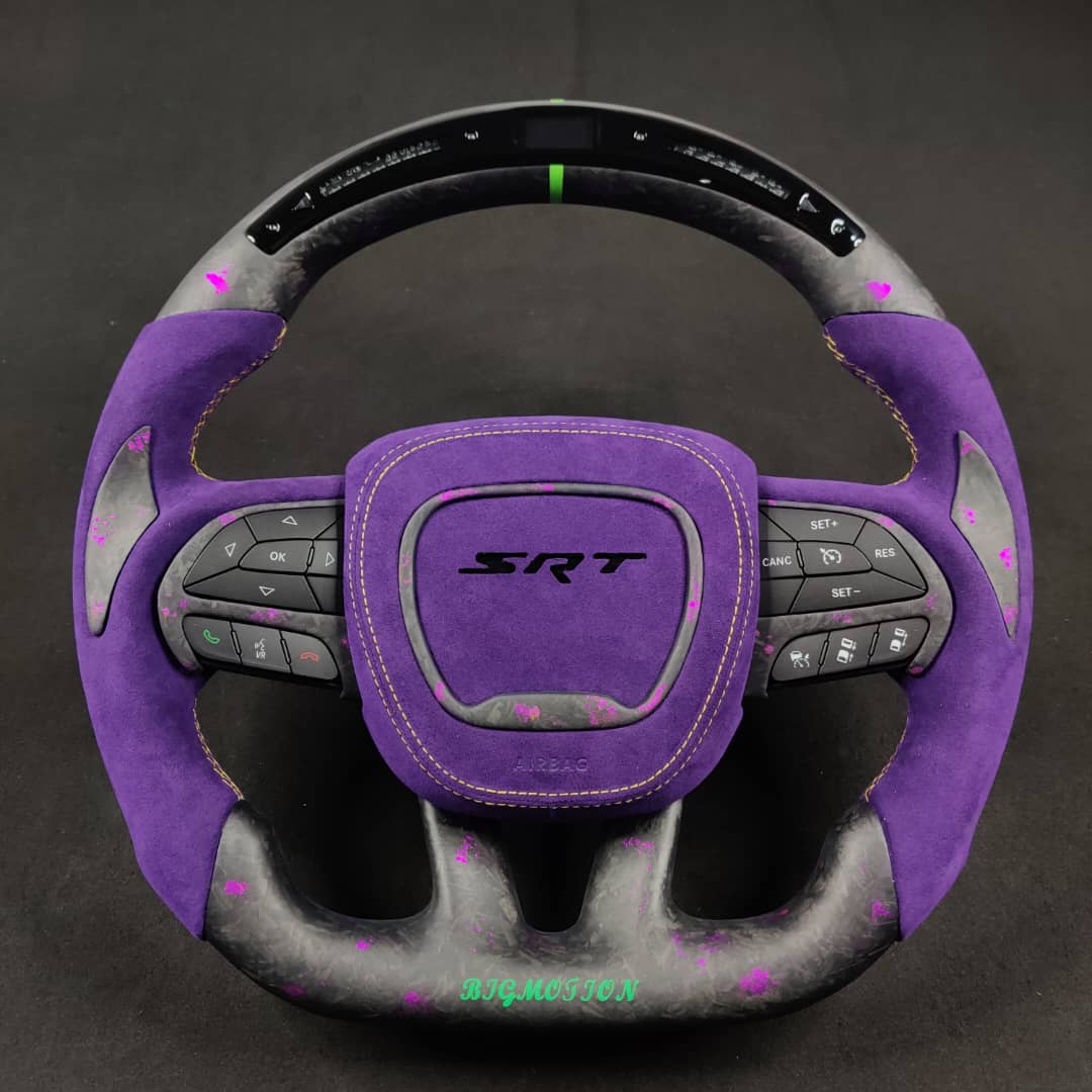 2015-2023 Dodge Charger Challenger Custom Carbon Fiber LED Steering Wheel - AutoLEDTech.com