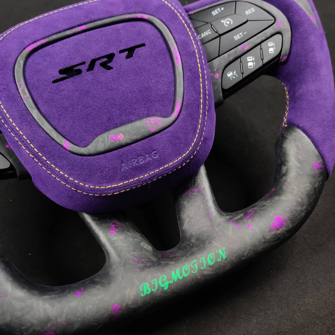 2015-2023 Dodge Charger Challenger Custom Carbon Fiber LED Steering Wheel - AutoLEDTech.com