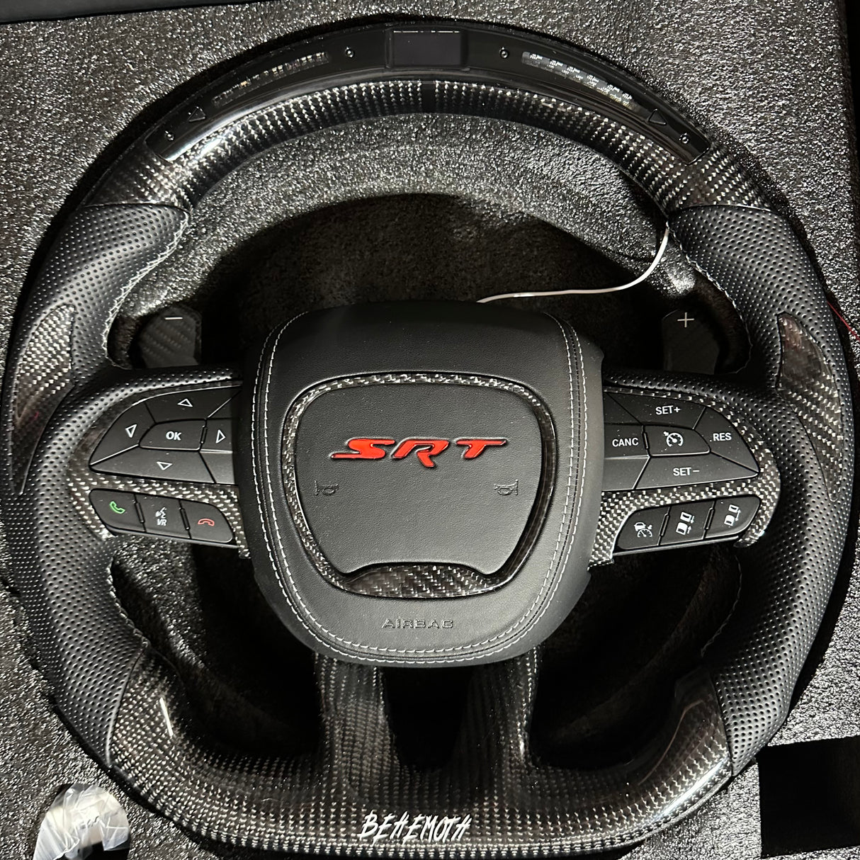 2014-2021 Jeep Trackhawk SRT Custom Carbon Fiber Steering Wheel w/ LED RPM Display - AutoLEDTech.com