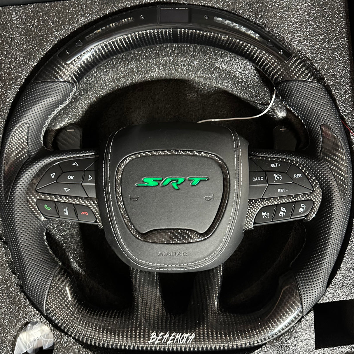 2014-2021 Jeep Trackhawk SRT Custom Carbon Fiber Steering Wheel w/ LED RPM Display - AutoLEDTech.com