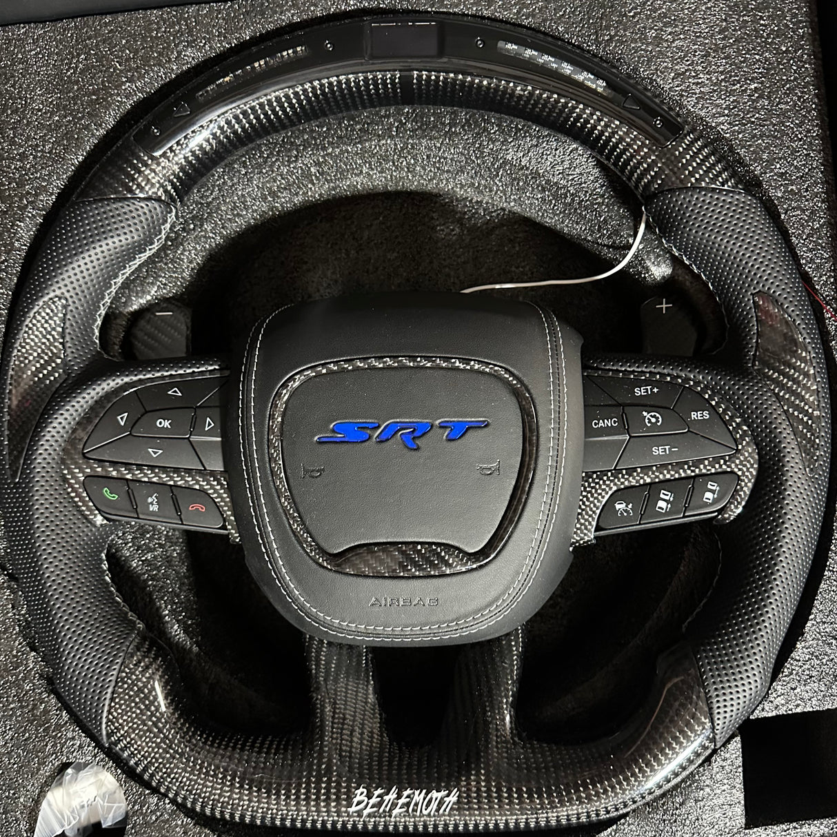 2014-2021 Jeep Trackhawk SRT Custom Carbon Fiber Steering Wheel w/ LED RPM Display - AutoLEDTech.com