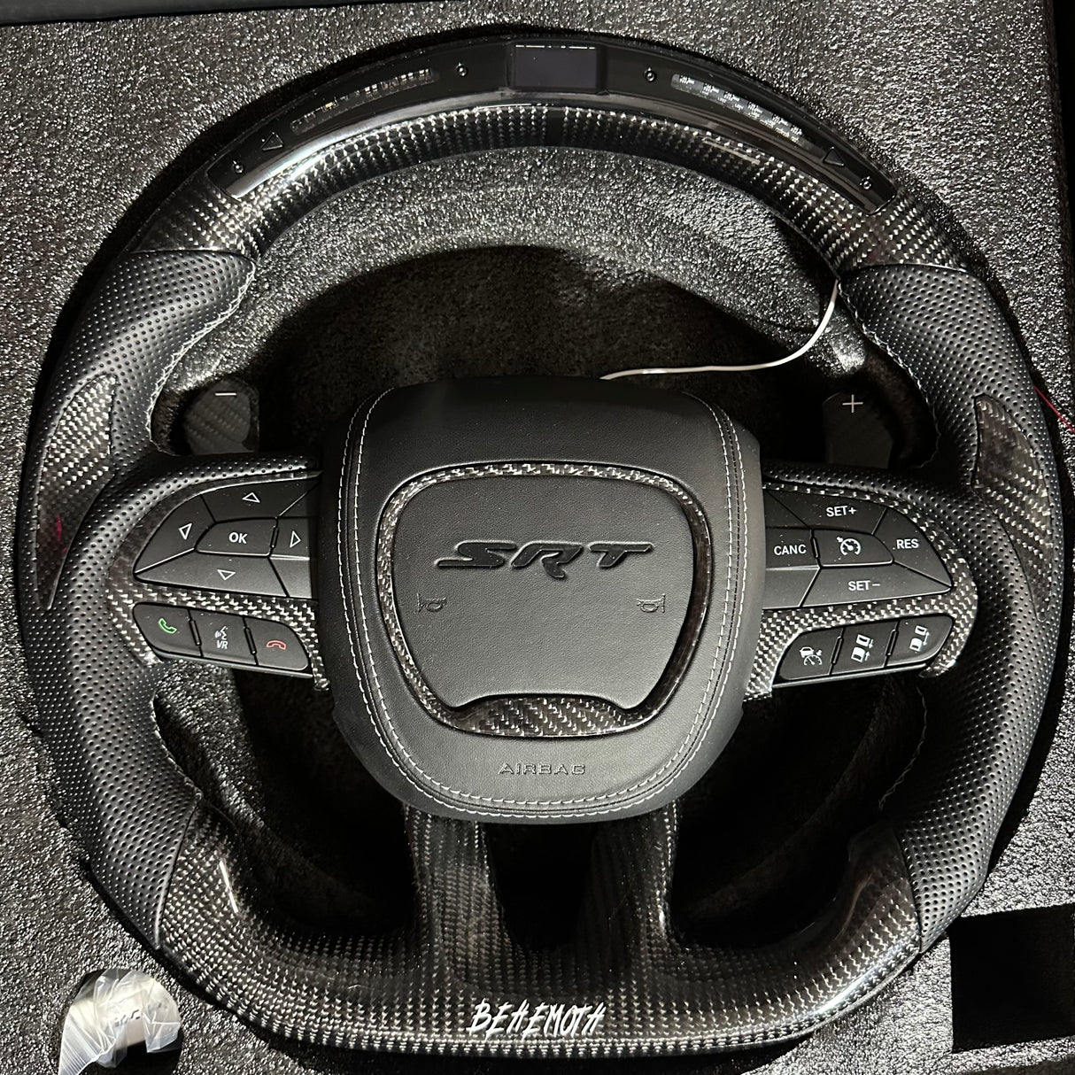 2014-2021 Jeep Trackhawk SRT Custom Carbon Fiber Steering Wheel w/ LED RPM Display - AutoLEDTech.com