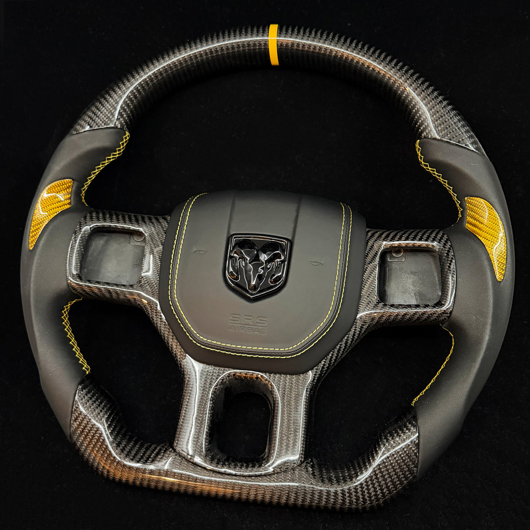 2012-2018 Dodge Ram Custom Carbon Fiber Steering Wheel - AutoLEDTech.com