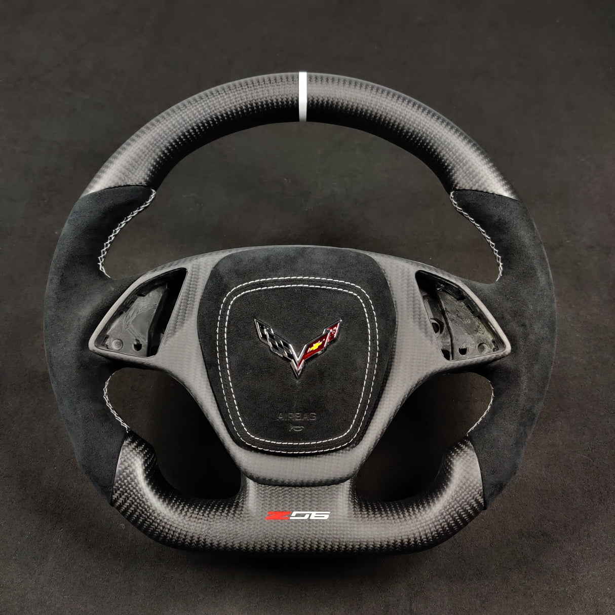 2014-2019 C7 Corvette Carbon Fiber Steering Wheel w/ LED RPM Display - AutoLEDTech.com