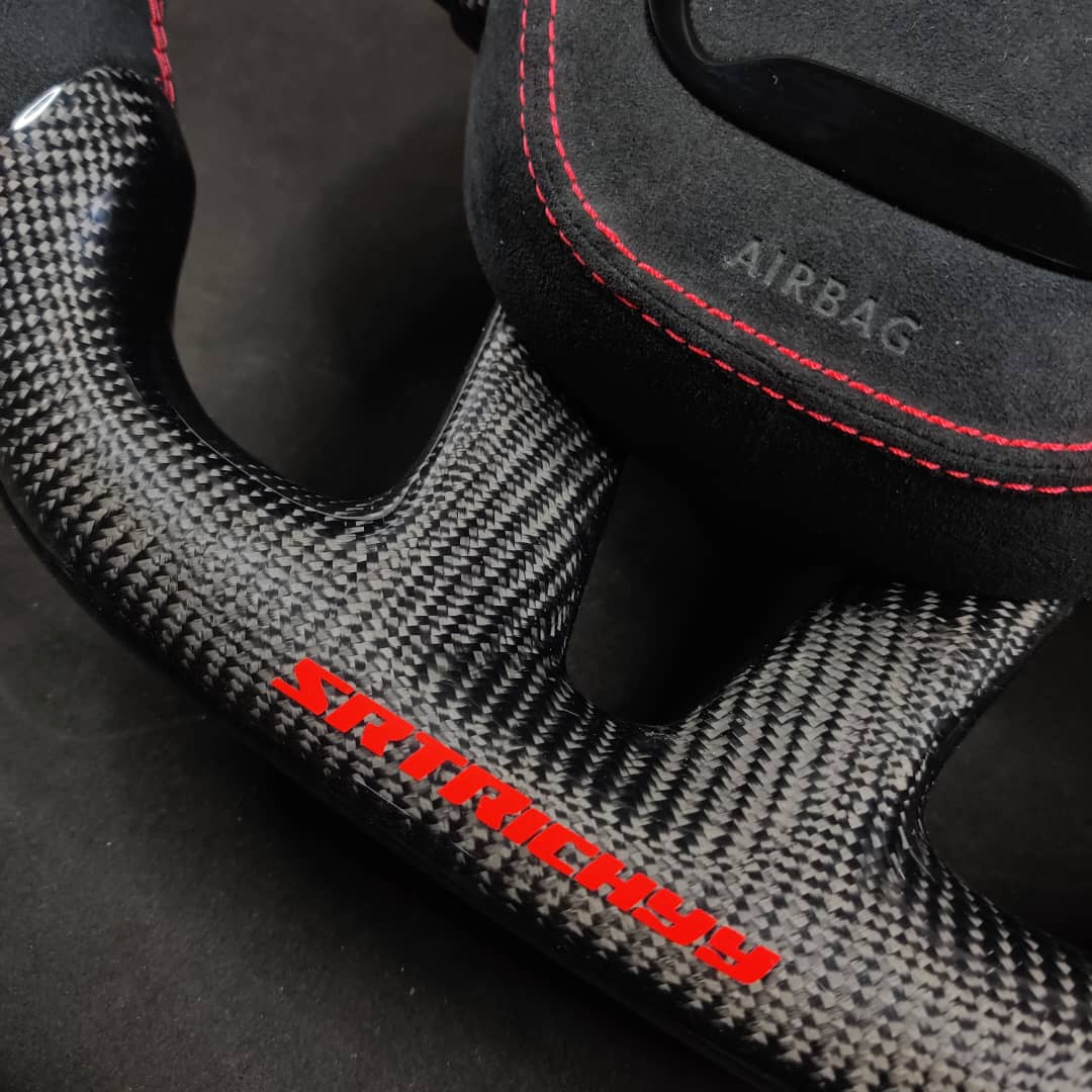 2015-2023 Dodge Charger Challenger Custom Carbon Fiber LED Steering Wheel - AutoLEDTech.com