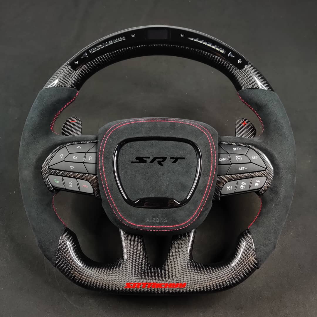 2015-2023 Dodge Charger Challenger Custom Carbon Fiber LED Steering Wheel - AutoLEDTech.com