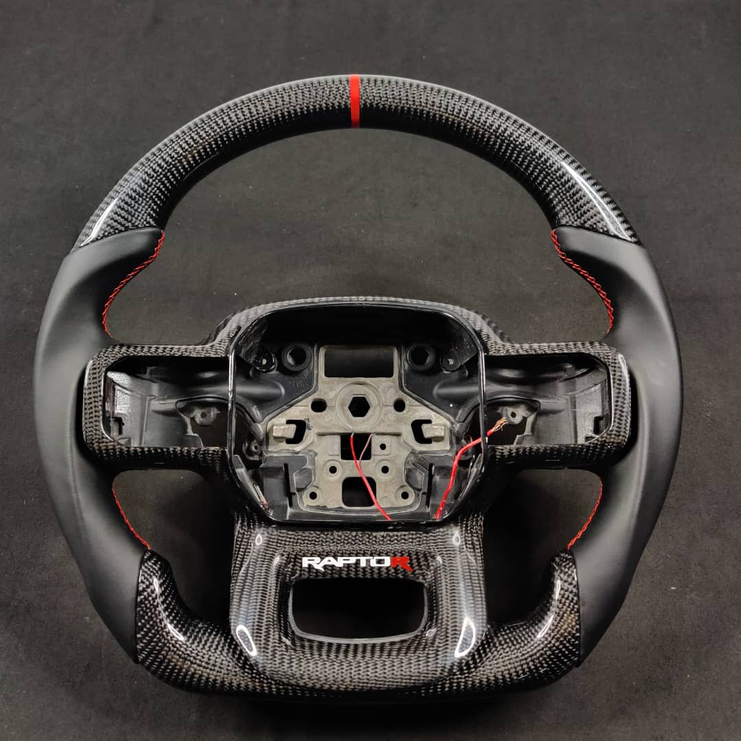 2021-2026+ Ford F150 & Raptor Custom Carbon Fiber LED Steering Wheel - AutoLEDTech.com