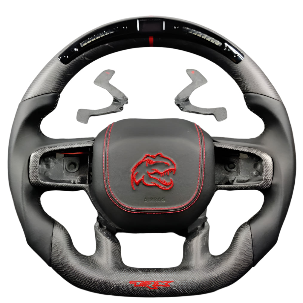 2021-2026+ Ram TRX 1500 Custom Carbon Fiber Steering Wheel - AutoLEDTech.com