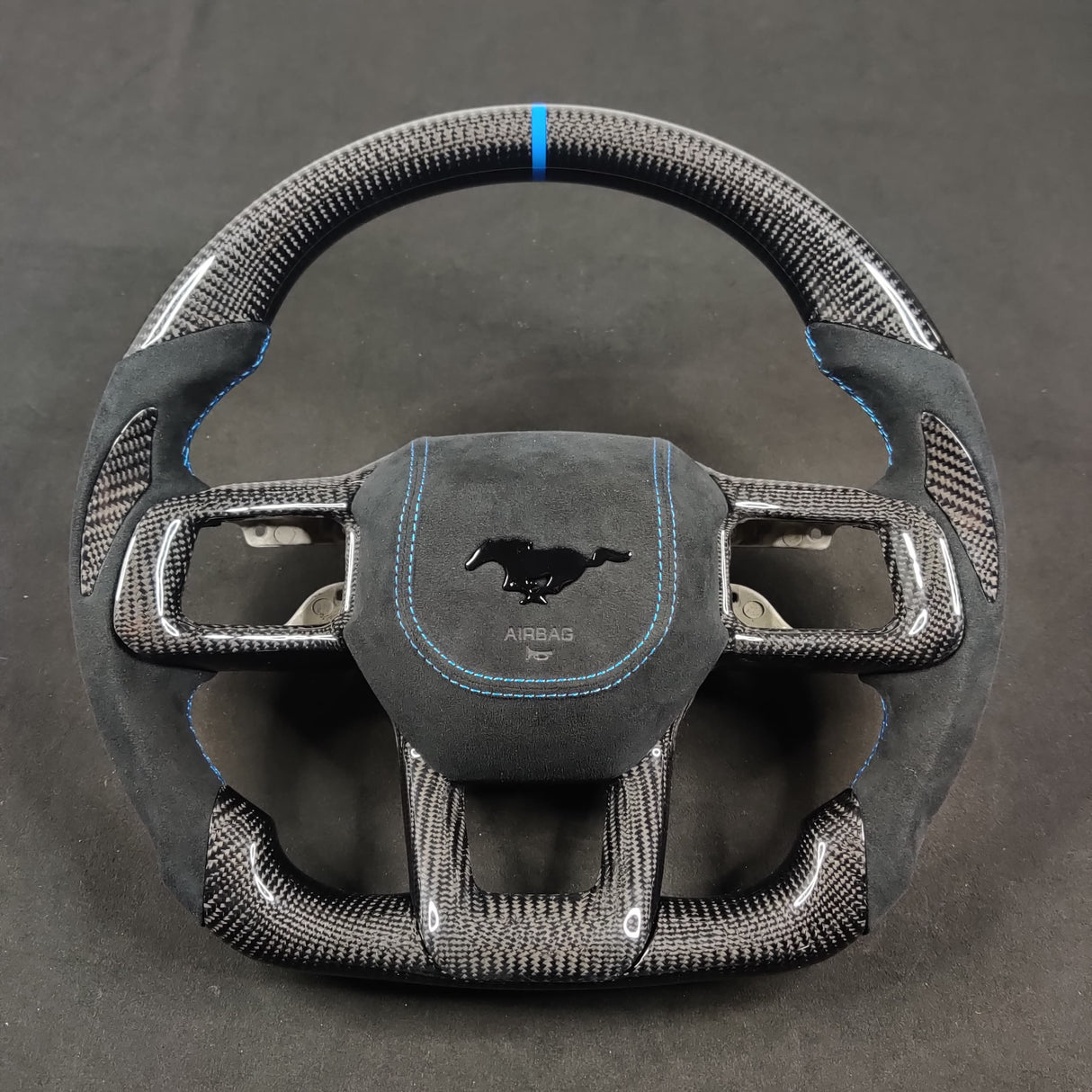 2024-2026+ Ford Mustang S650 Carbon Fiber LED Steering Wheel - AutoLEDTech.com