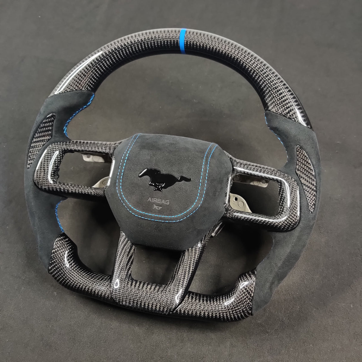 2024-2026+ Ford Mustang S650 Carbon Fiber LED Steering Wheel - AutoLEDTech.com