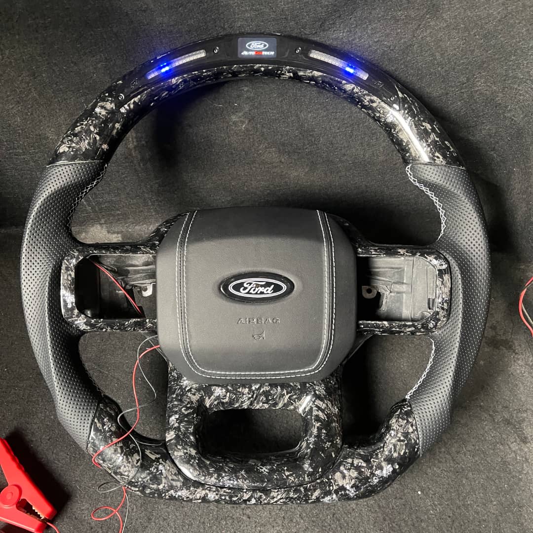 2021-2026+ Ford F150 & Raptor Custom Carbon Fiber LED Steering Wheel - AutoLEDTech.com