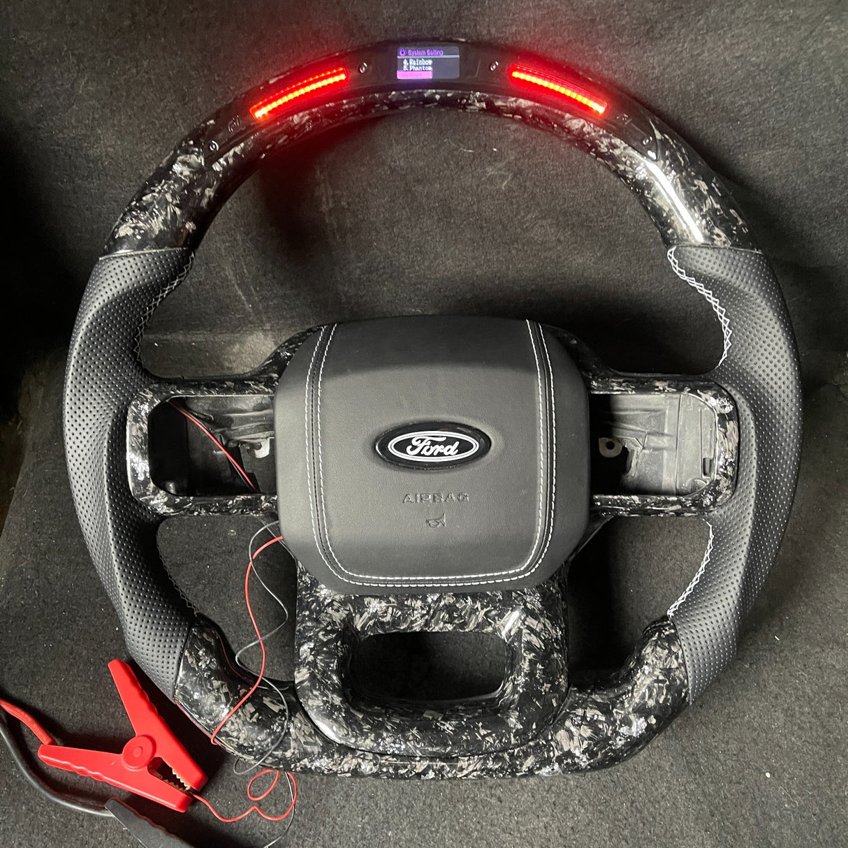 2021-2026+ Ford F150 & Raptor Custom Carbon Fiber LED Steering Wheel - AutoLEDTech.com