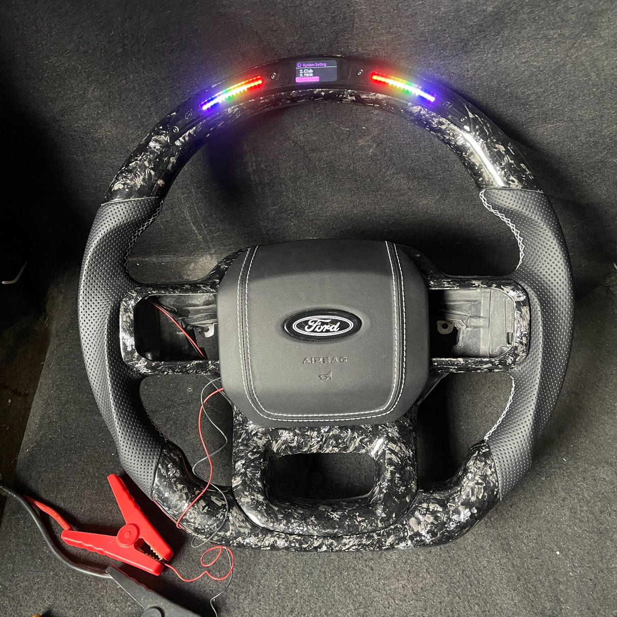2021-2026+ Ford F150 & Raptor Custom Carbon Fiber LED Steering Wheel - AutoLEDTech.com