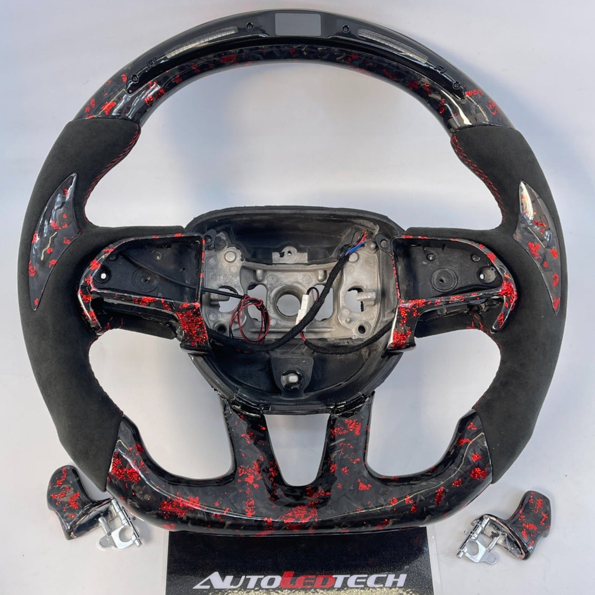 2015-2023 Dodge Charger Challenger Custom Carbon Fiber LED Steering Wheel - AutoLEDTech.com