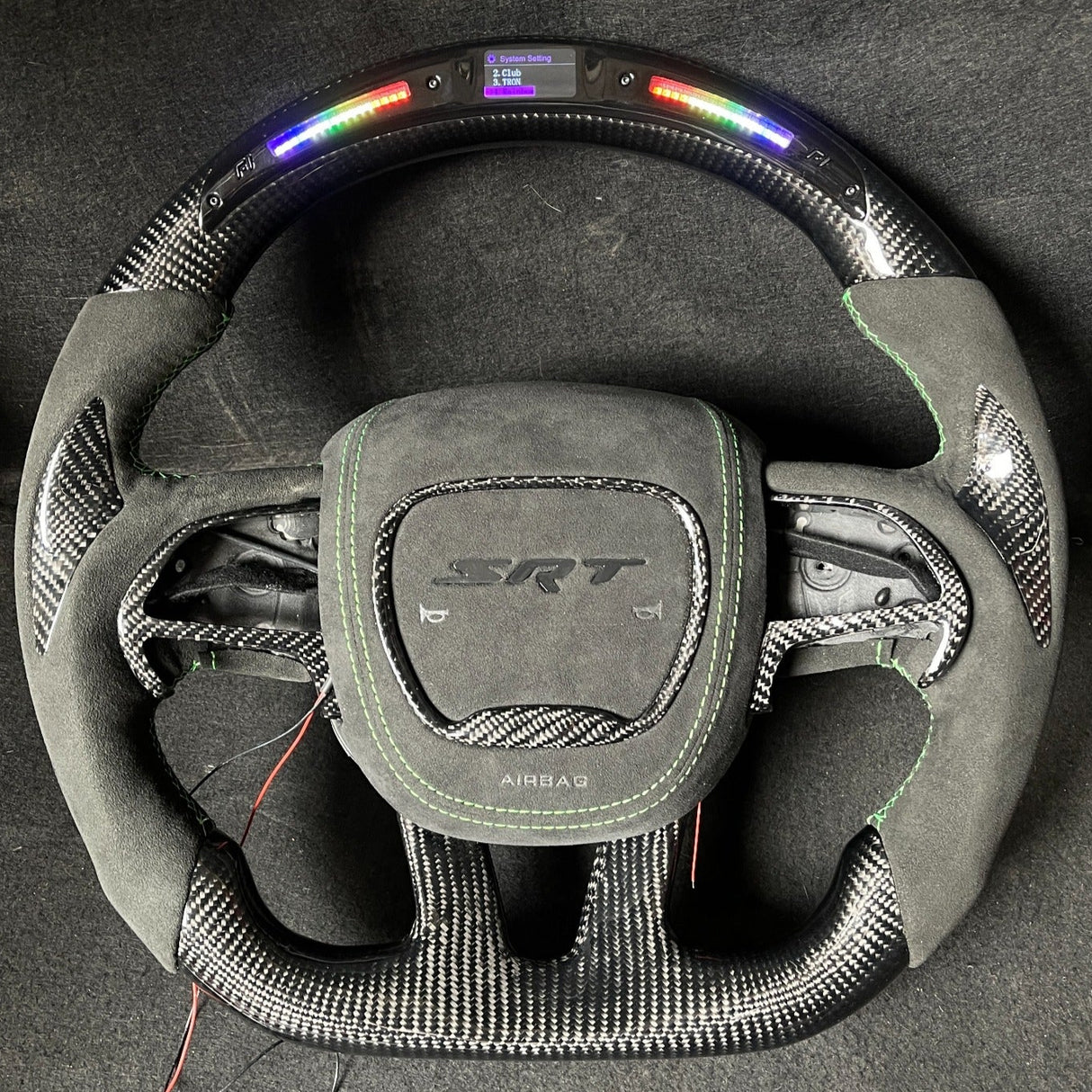 2015-2023 Dodge Charger Challenger Custom Carbon Fiber LED Steering Wheel - AutoLEDTech.com