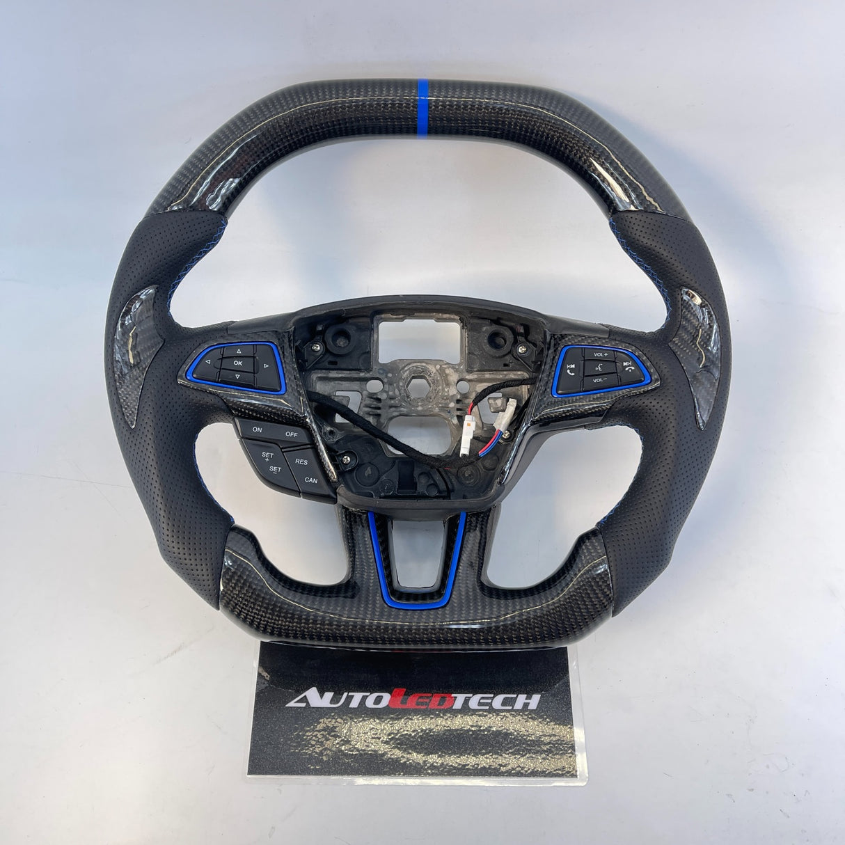 2015-2026+ Ford Focus RS ST Carbon Fiber Steering Wheel w/ LED Display - AutoLEDTech.com