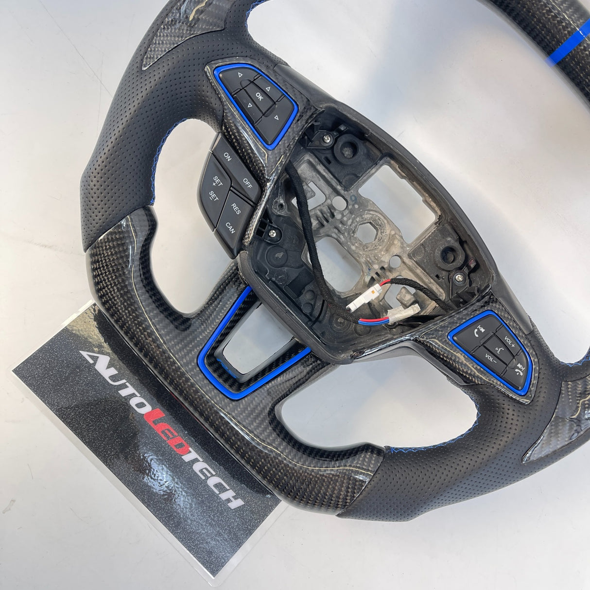 2015-2026+ Ford Focus RS ST Carbon Fiber Steering Wheel w/ LED Display - AutoLEDTech.com