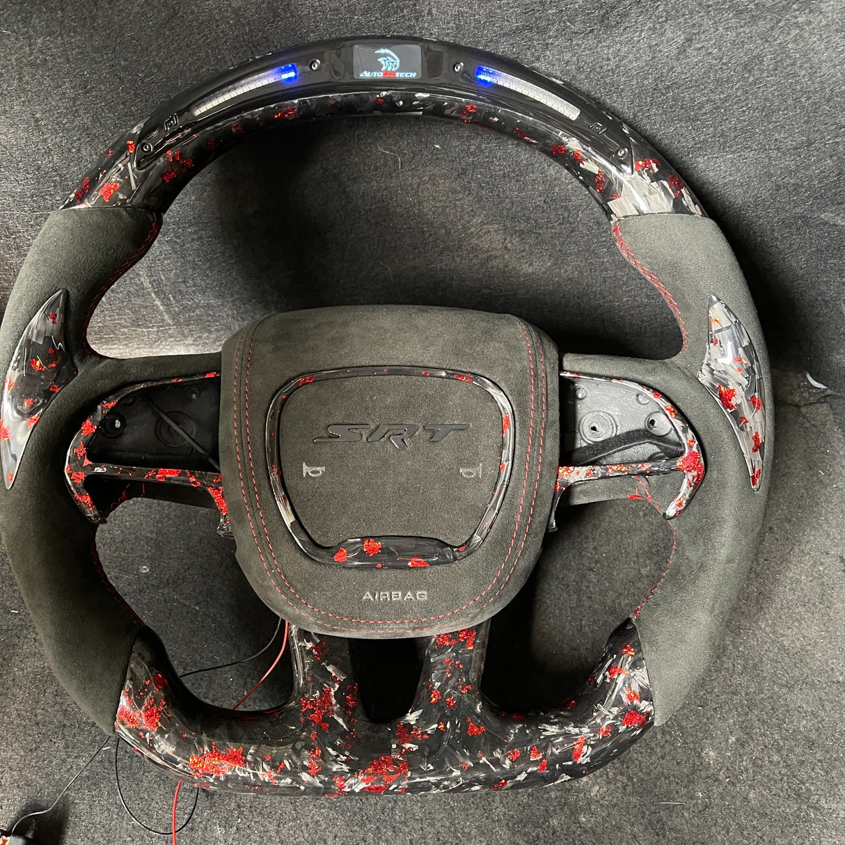 2015-2023 Dodge Charger Challenger Custom Carbon Fiber LED Steering Wheel - AutoLEDTech.com