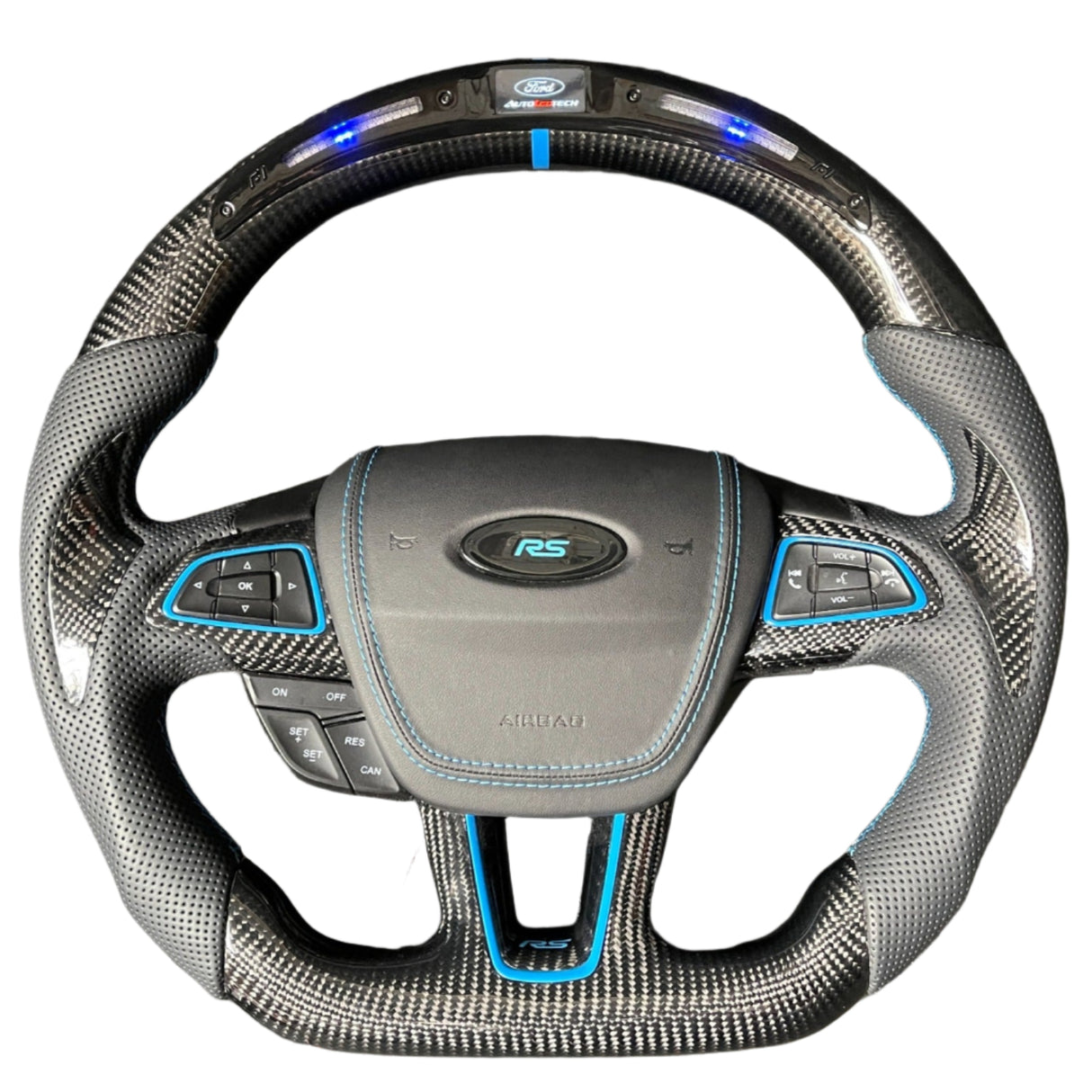 2015-2026+ Ford Focus RS ST Carbon Fiber Steering Wheel w/ LED Display - AutoLEDTech.com