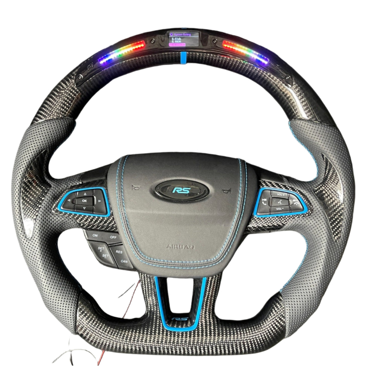 2015-2026+ Ford Focus RS ST Carbon Fiber Steering Wheel w/ LED Display - AutoLEDTech.com