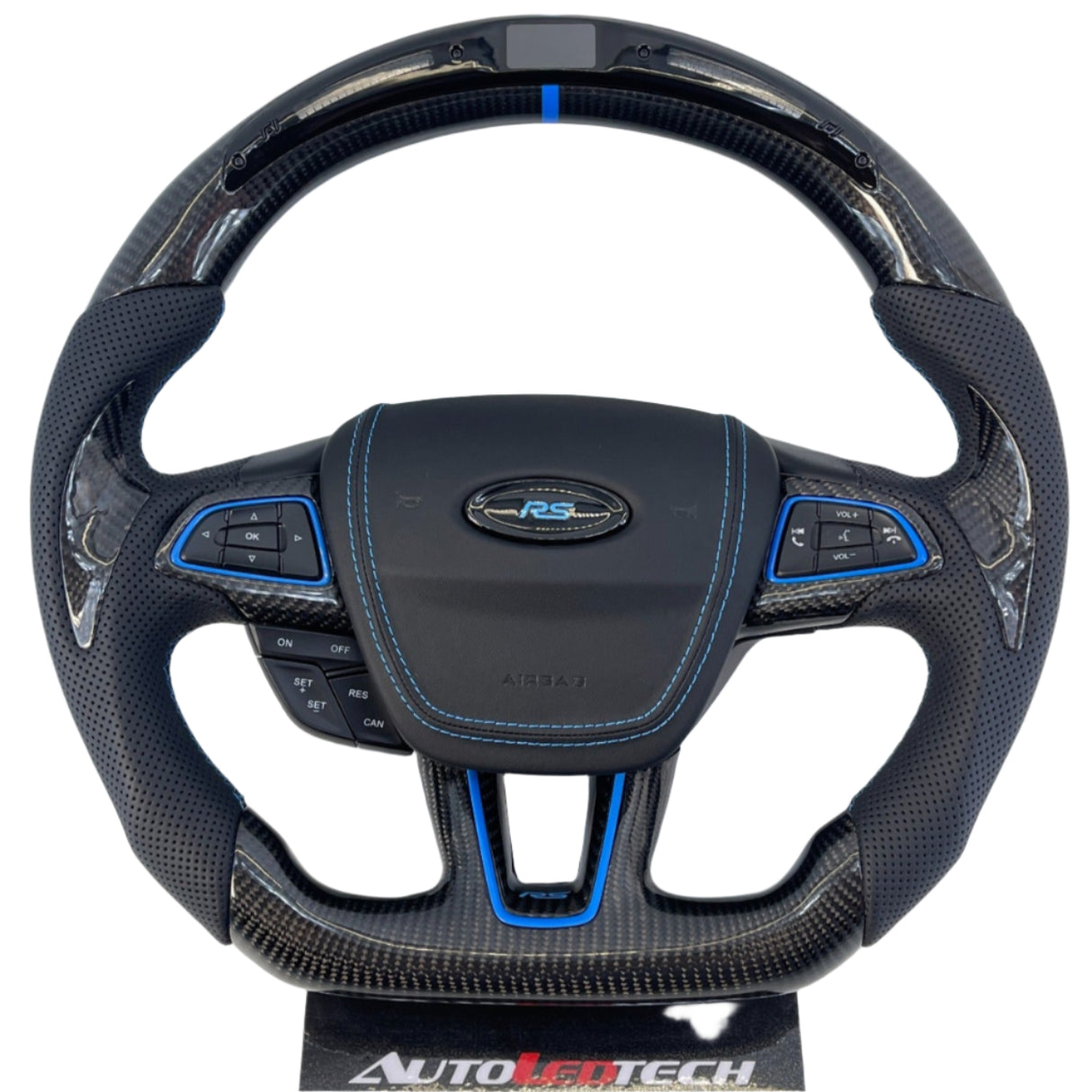 2015-2026+ Ford Focus RS ST Carbon Fiber Steering Wheel w/ LED Display - AutoLEDTech.com