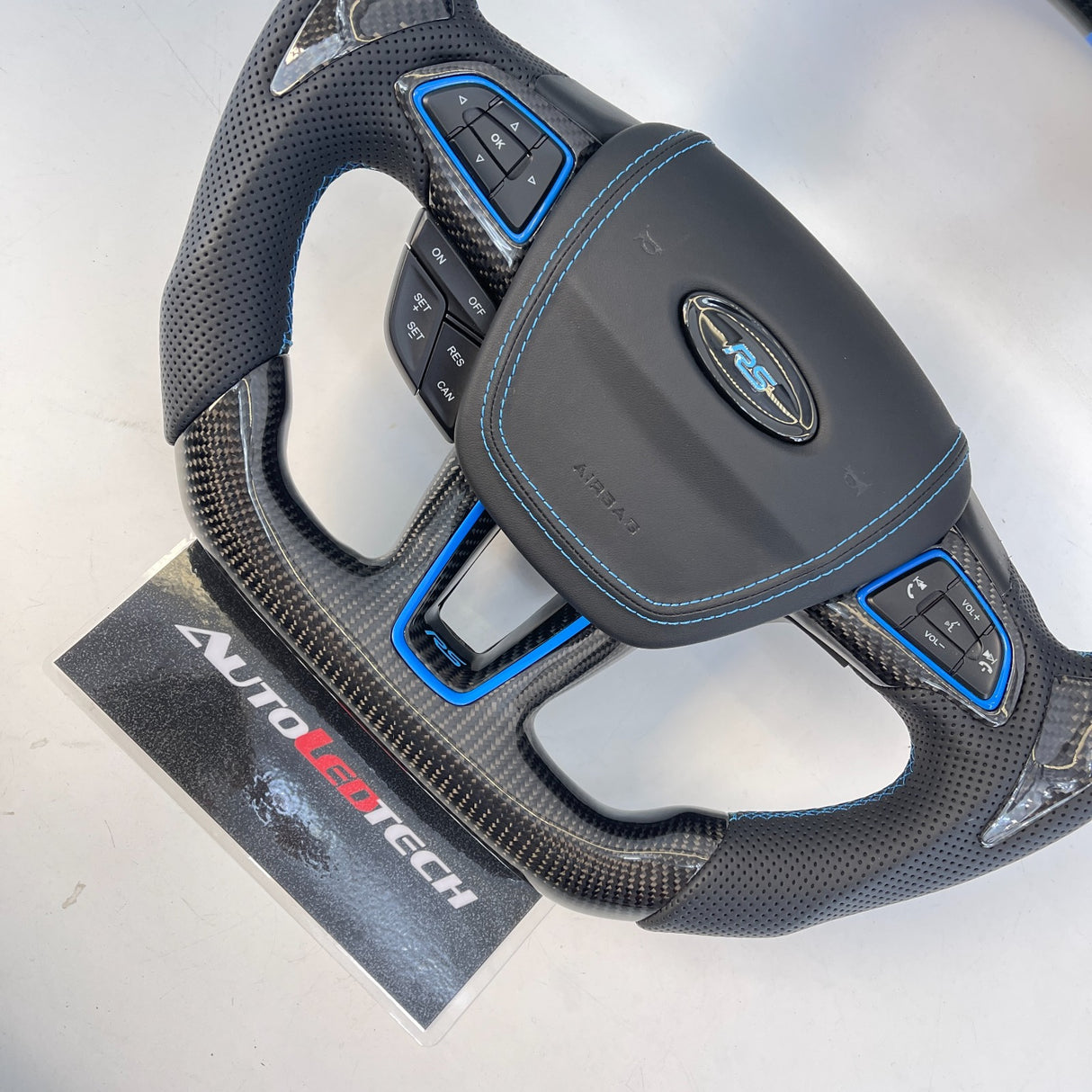 2015-2026+ Ford Focus RS ST Carbon Fiber Steering Wheel w/ LED Display - AutoLEDTech.com