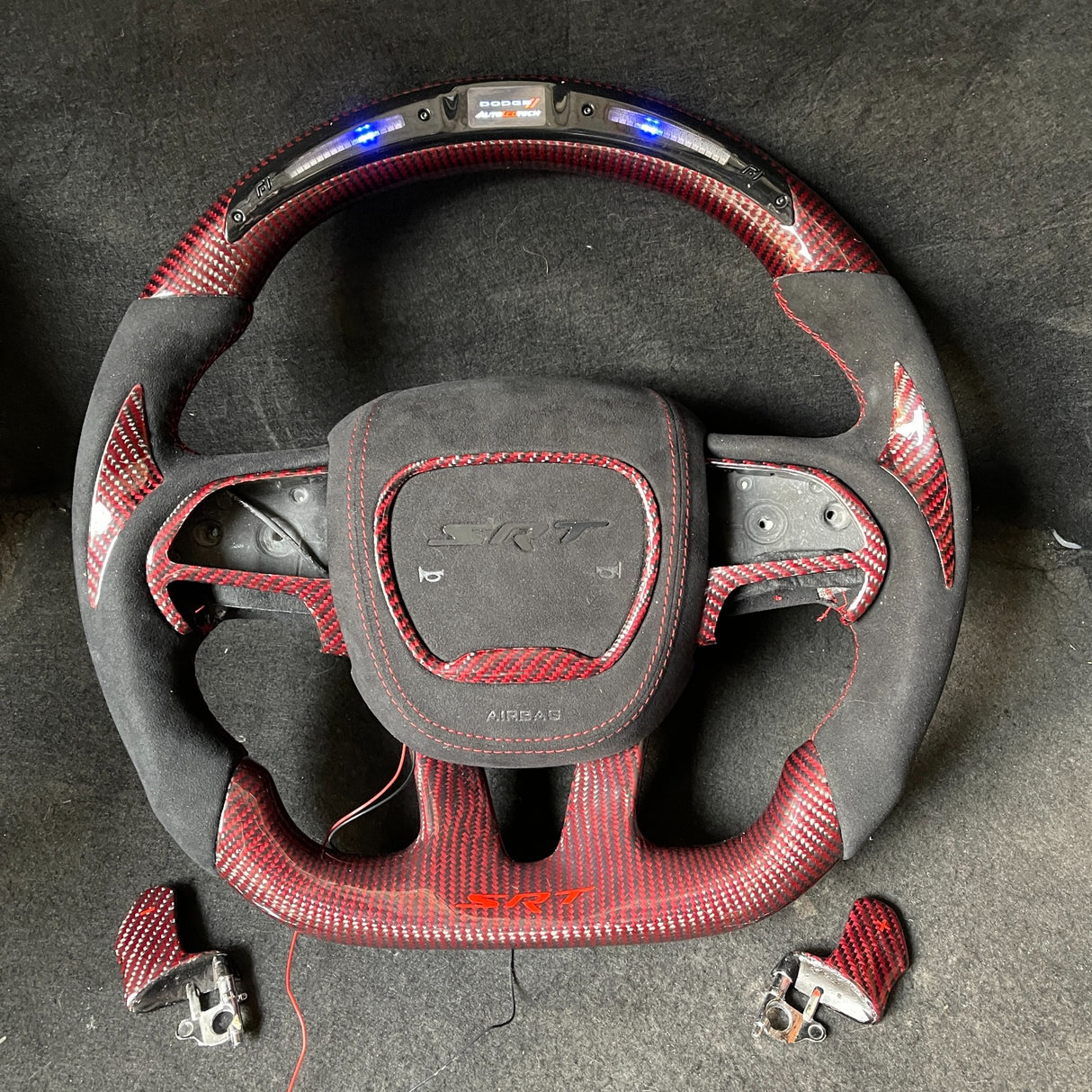 2015-2023 Dodge Charger Challenger Custom Carbon Fiber LED Steering Wheel - AutoLEDTech.com