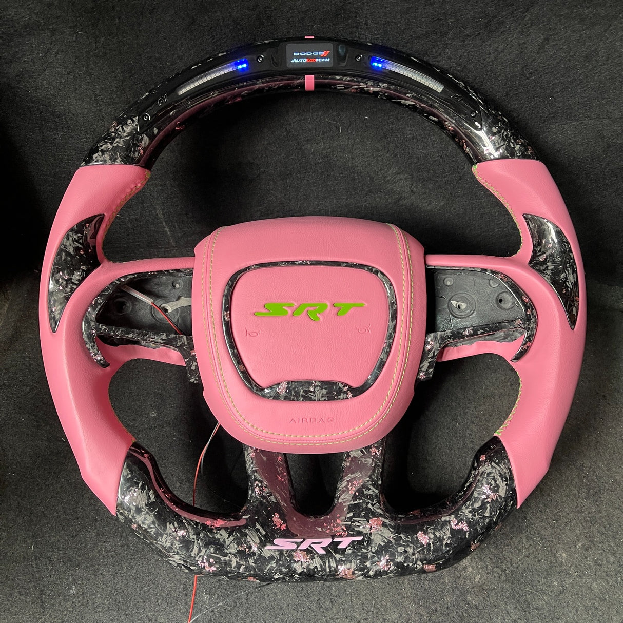 2015-2023 Dodge Charger Challenger Custom Carbon Fiber LED Steering Wheel - AutoLEDTech.com