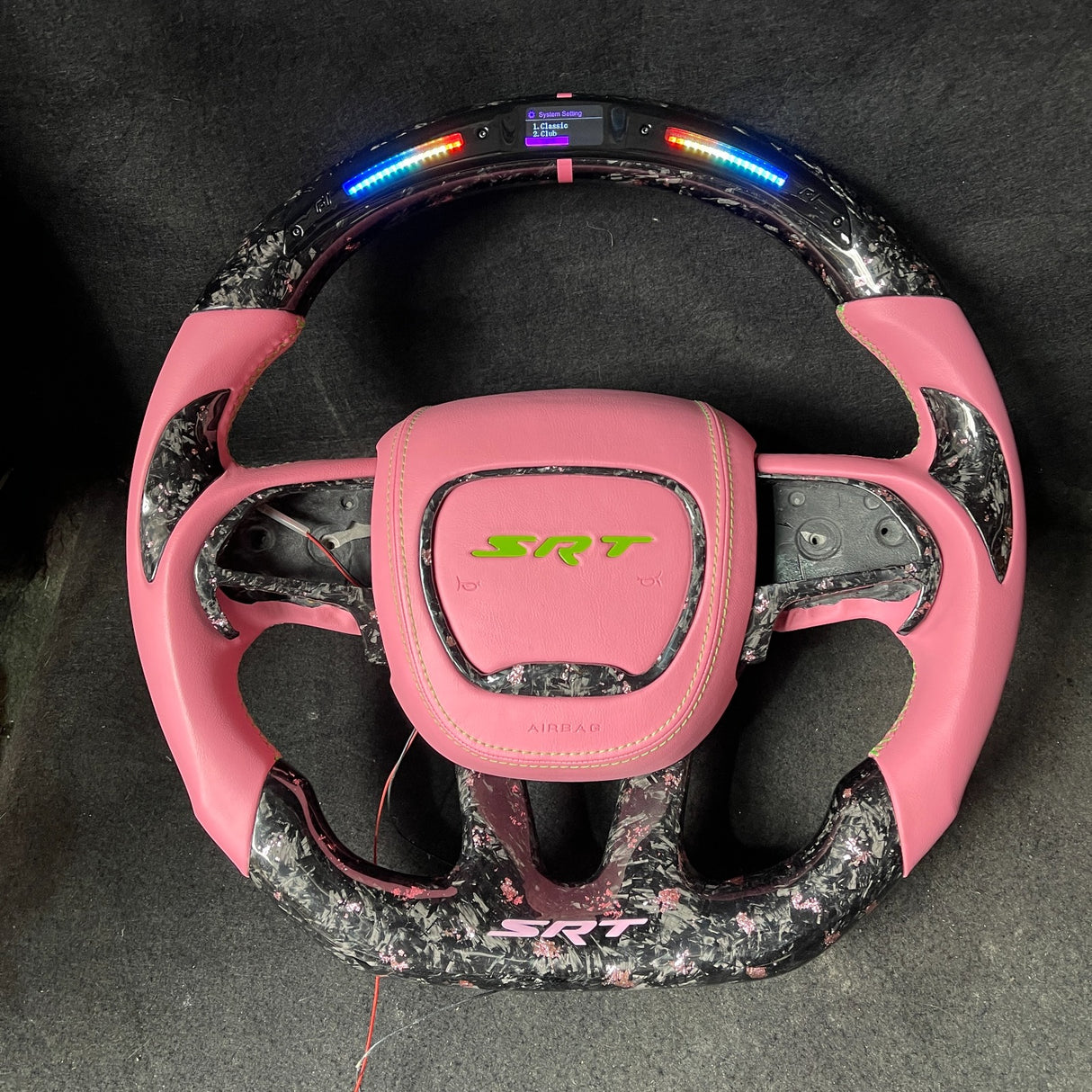 2015-2023 Dodge Charger Challenger Custom Carbon Fiber LED Steering Wheel - AutoLEDTech.com