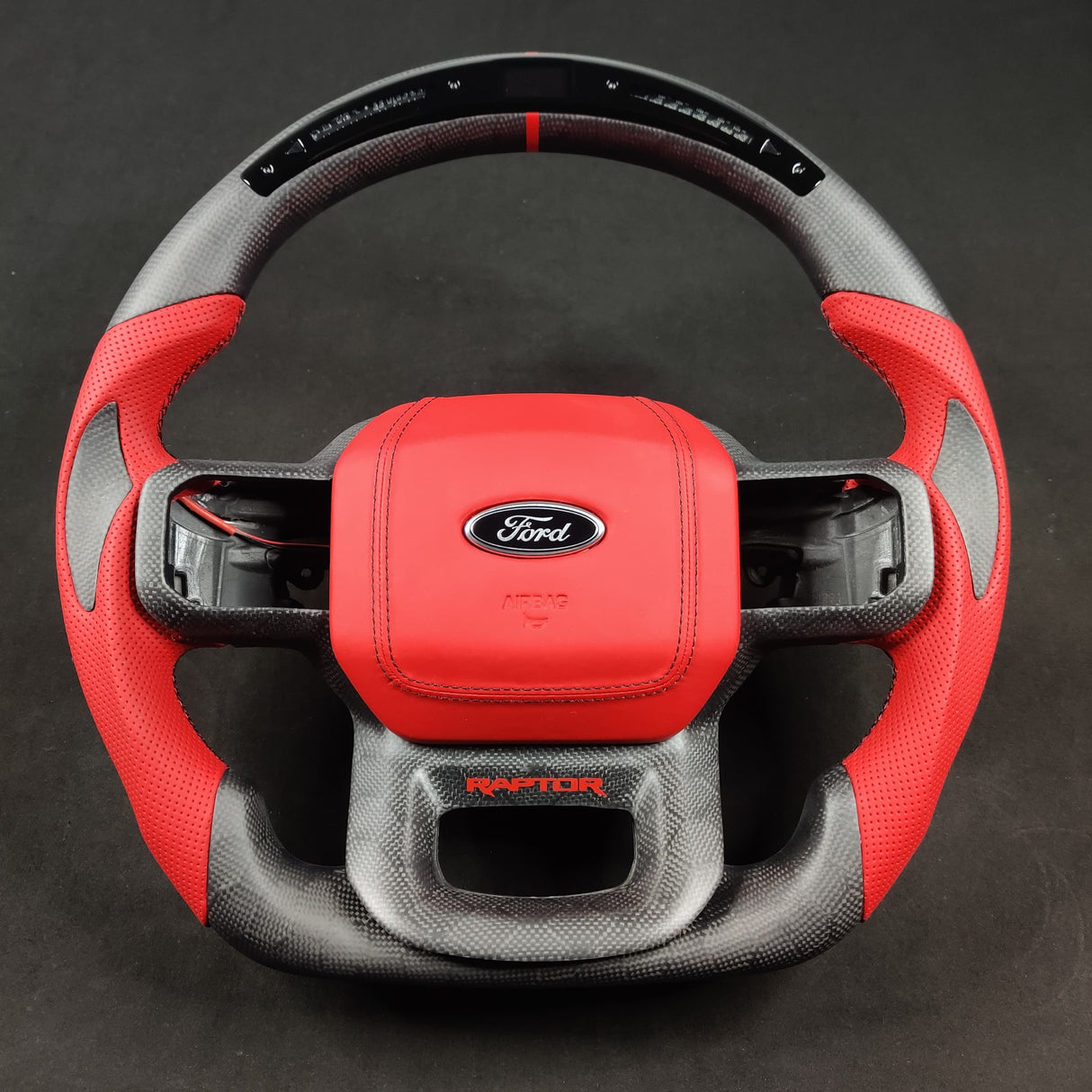 2021-2026+ Ford F150 & Raptor Custom Carbon Fiber LED Steering Wheel - AutoLEDTech.com