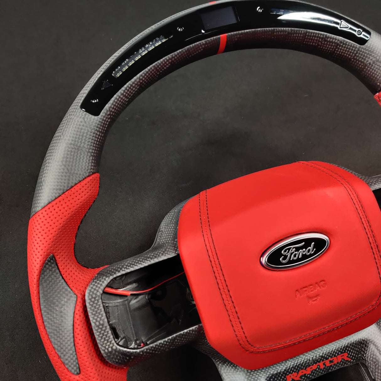 2021-2026+ Ford F150 & Raptor Custom Carbon Fiber LED Steering Wheel - AutoLEDTech.com