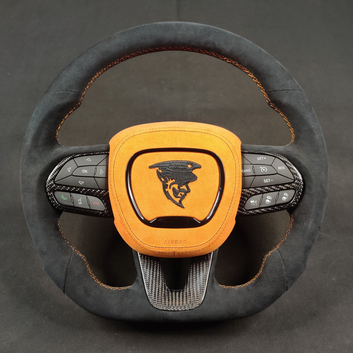 2015-2023 Dodge Charger Challenger Custom Carbon Fiber LED Steering Wheel - AutoLEDTech.com