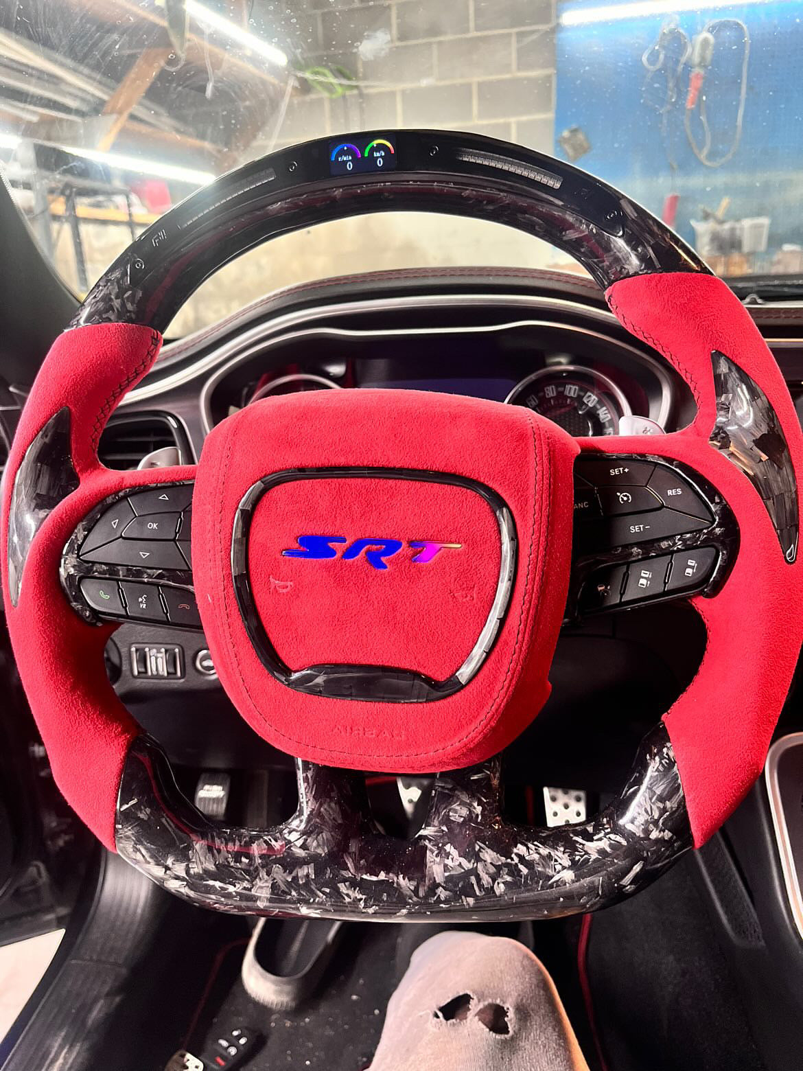 2015-2023 Dodge Charger Challenger Custom Carbon Fiber LED Steering Wheel - AutoLEDTech.com