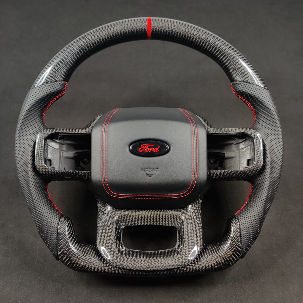 2021-2026+ Ford F150 & Raptor Custom Carbon Fiber LED Steering Wheel - AutoLEDTech.com