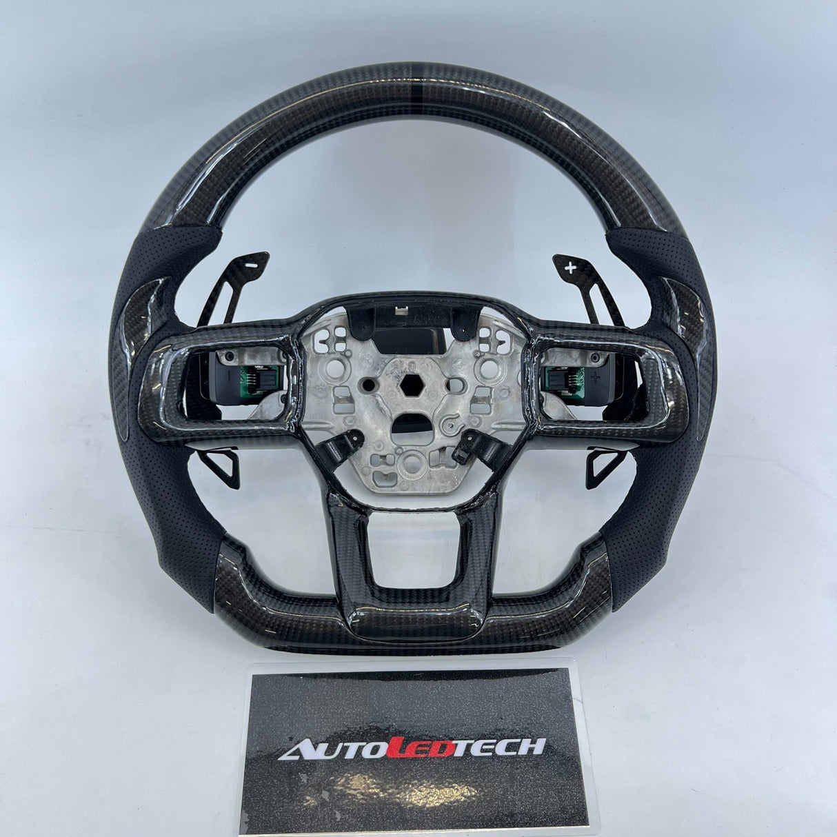 2024-2026+ Ford Mustang S650 Carbon Fiber LED Steering Wheel - AutoLEDTech.com