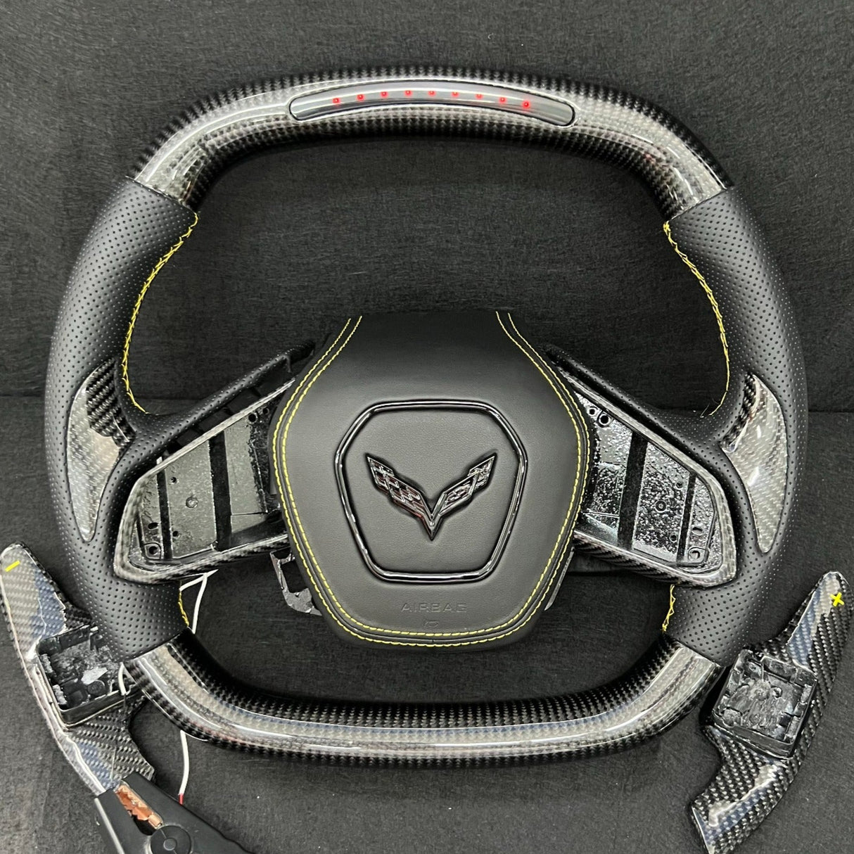 2020-2026+ Chevrolet C8 Corvette Custom Carbon Fiber Steering Wheel - AutoLEDTech.com