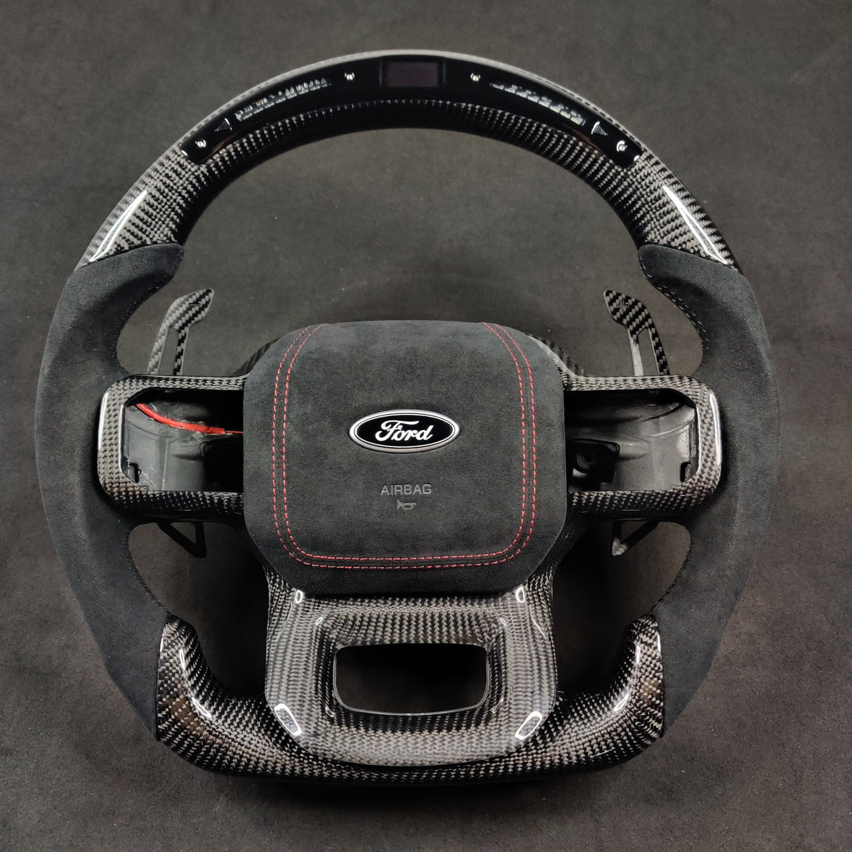 2021-2026+ Ford F150 & Raptor Custom Carbon Fiber LED Steering Wheel - AutoLEDTech.com