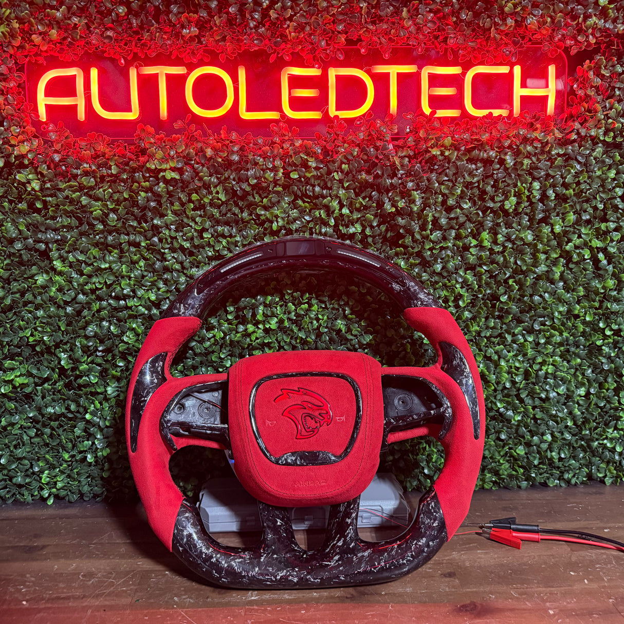 2015-2023 Dodge Charger Challenger Custom Carbon Fiber LED Steering Wheel - AutoLEDTech.com