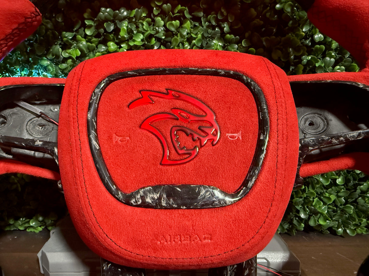 2015-2023 Dodge Charger Challenger Custom Carbon Fiber LED Steering Wheel - AutoLEDTech.com