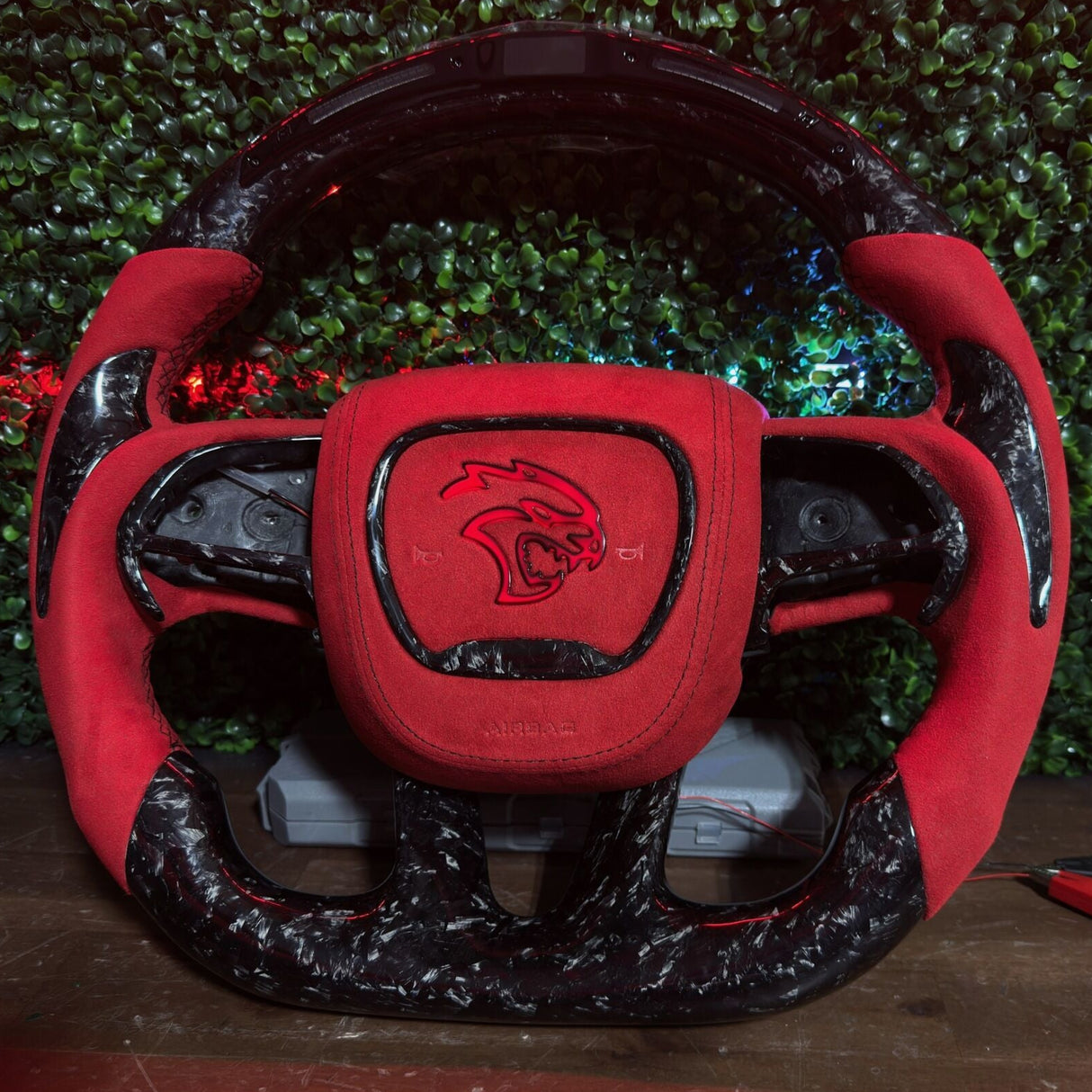 2015-2023 Dodge Charger Challenger Custom Carbon Fiber LED Steering Wheel - AutoLEDTech.com