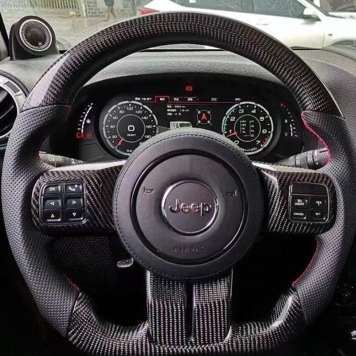 2019-2026+ Jeep Wrangler JL Gladiator JT Custom Carbon Fiber Steering Wheel - AutoLEDTech.com